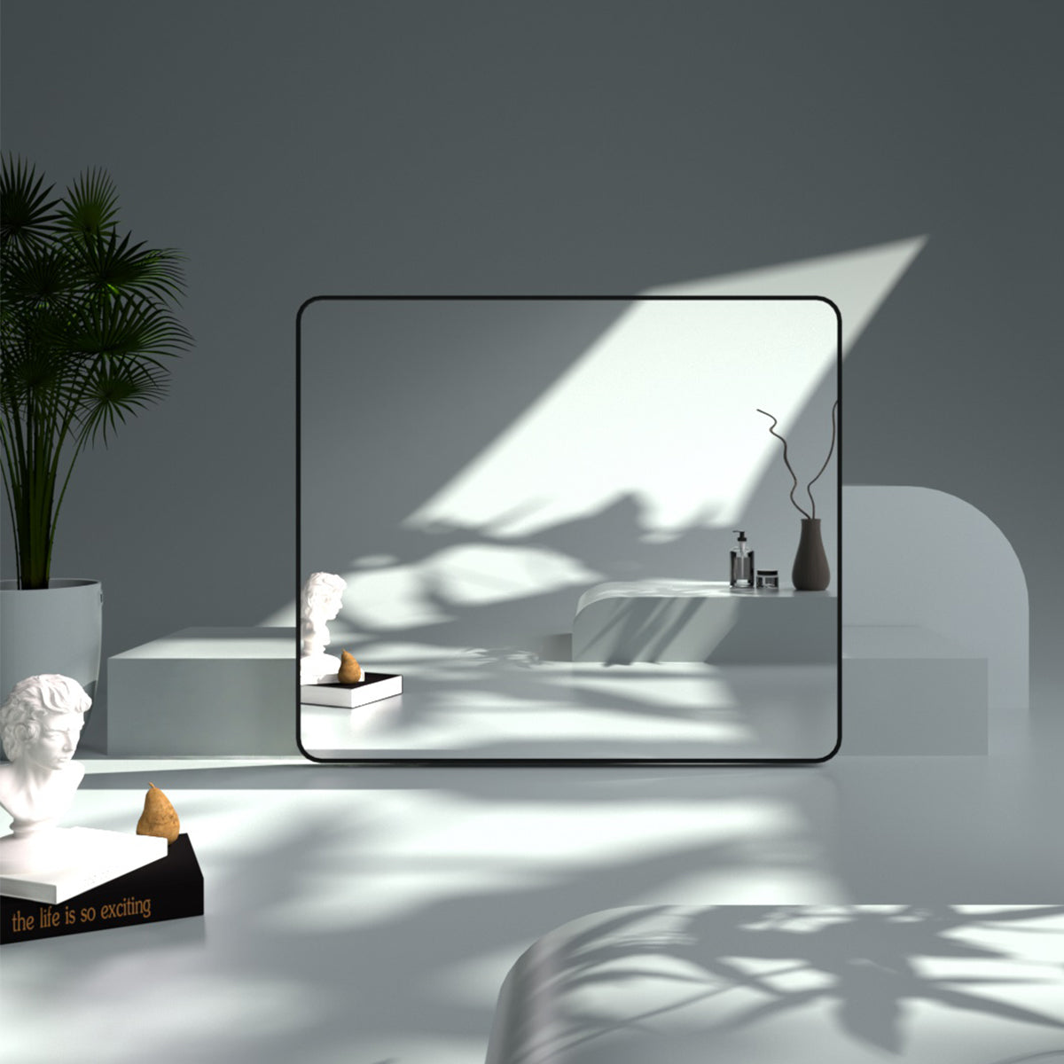 FMNP Taimei 42 in. W x 36 in. H Rectangular Framed Wall Bathroom Vanity Mirror
