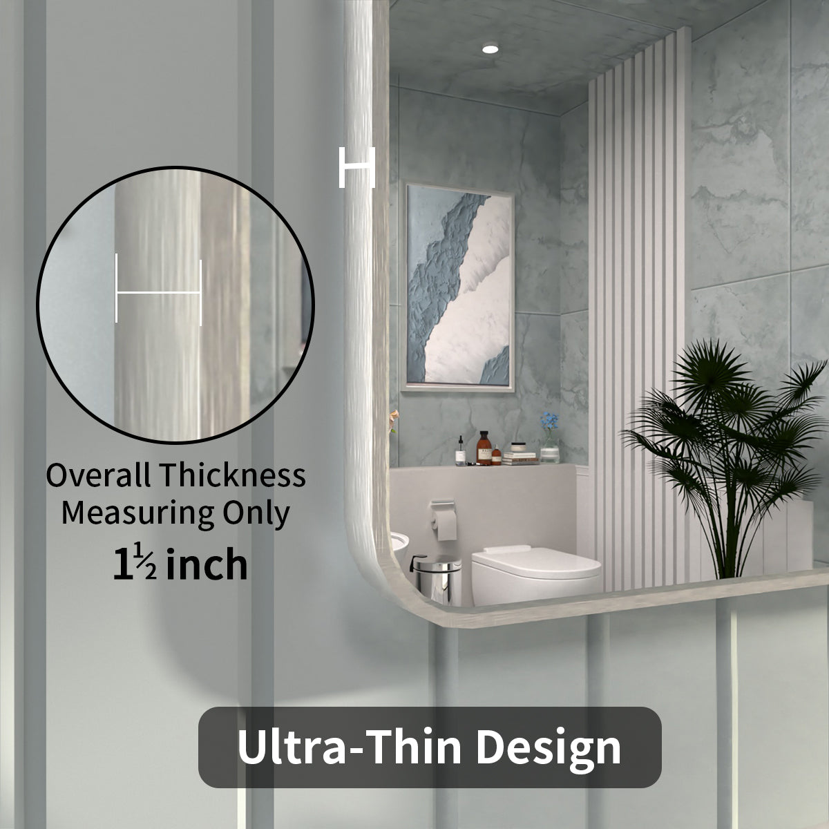 FMNP Taimei 42 in. W x 36 in. H Rectangular Framed Wall Bathroom Vanity Mirror