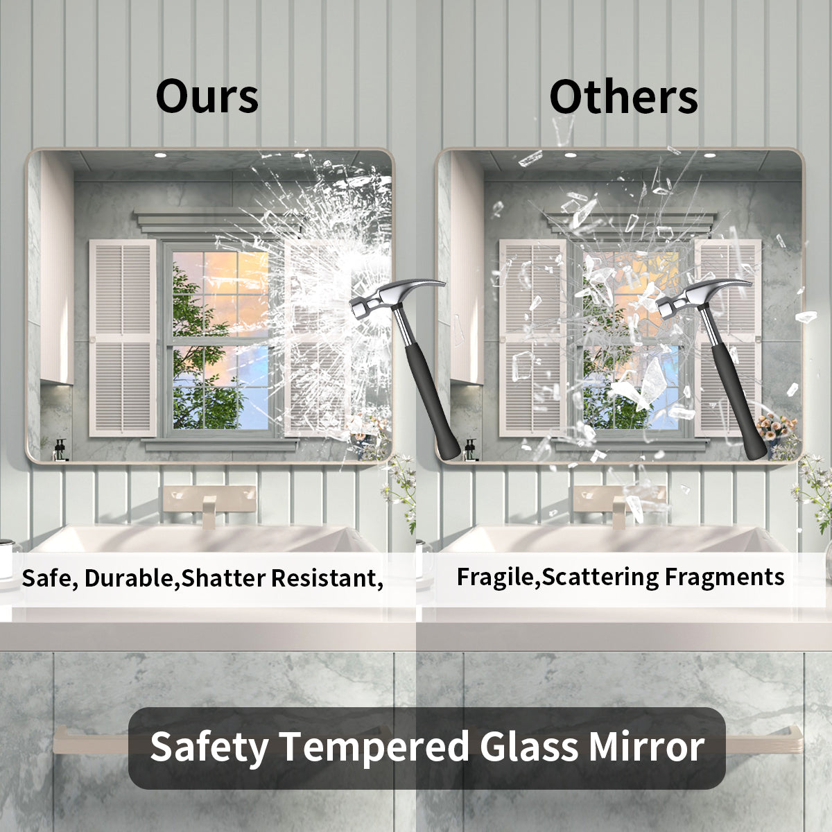 FMNP Taimei 42 in. W x 36 in. H Rectangular Framed Wall Bathroom Vanity Mirror