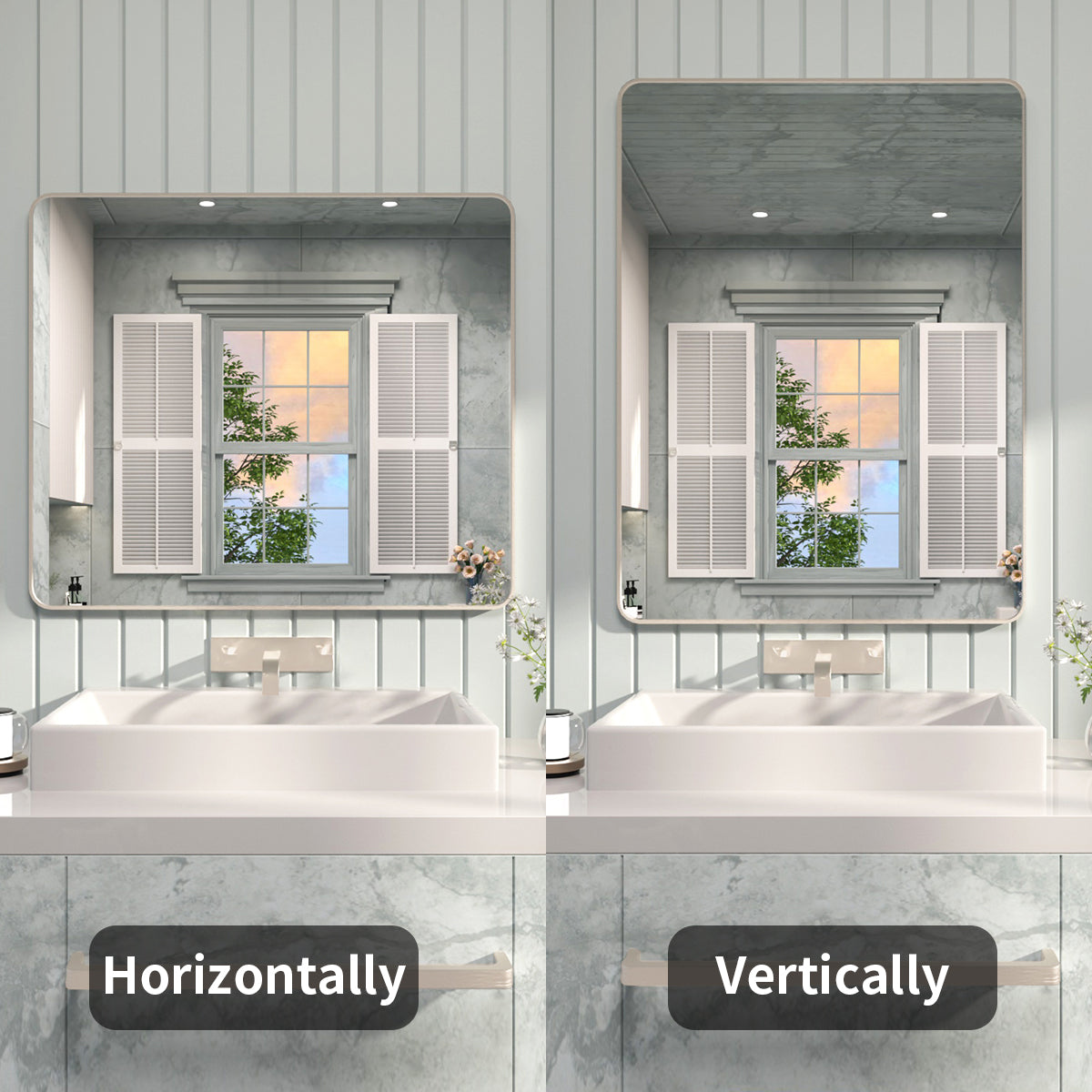 FMNP Taimei 42 in. W x 36 in. H Rectangular Framed Wall Bathroom Vanity Mirror
