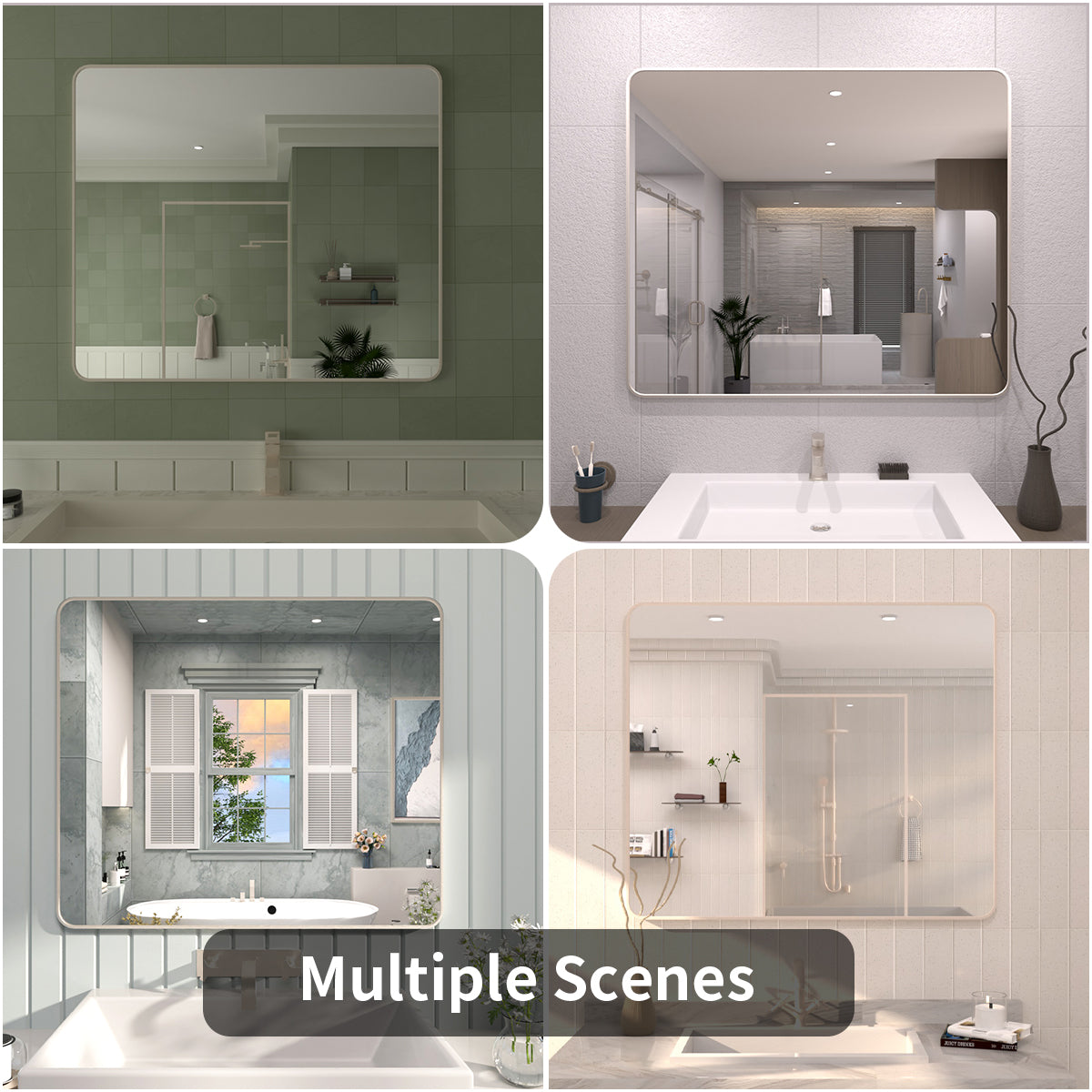 FMNP Taimei 42 in. W x 36 in. H Rectangular Framed Wall Bathroom Vanity Mirror