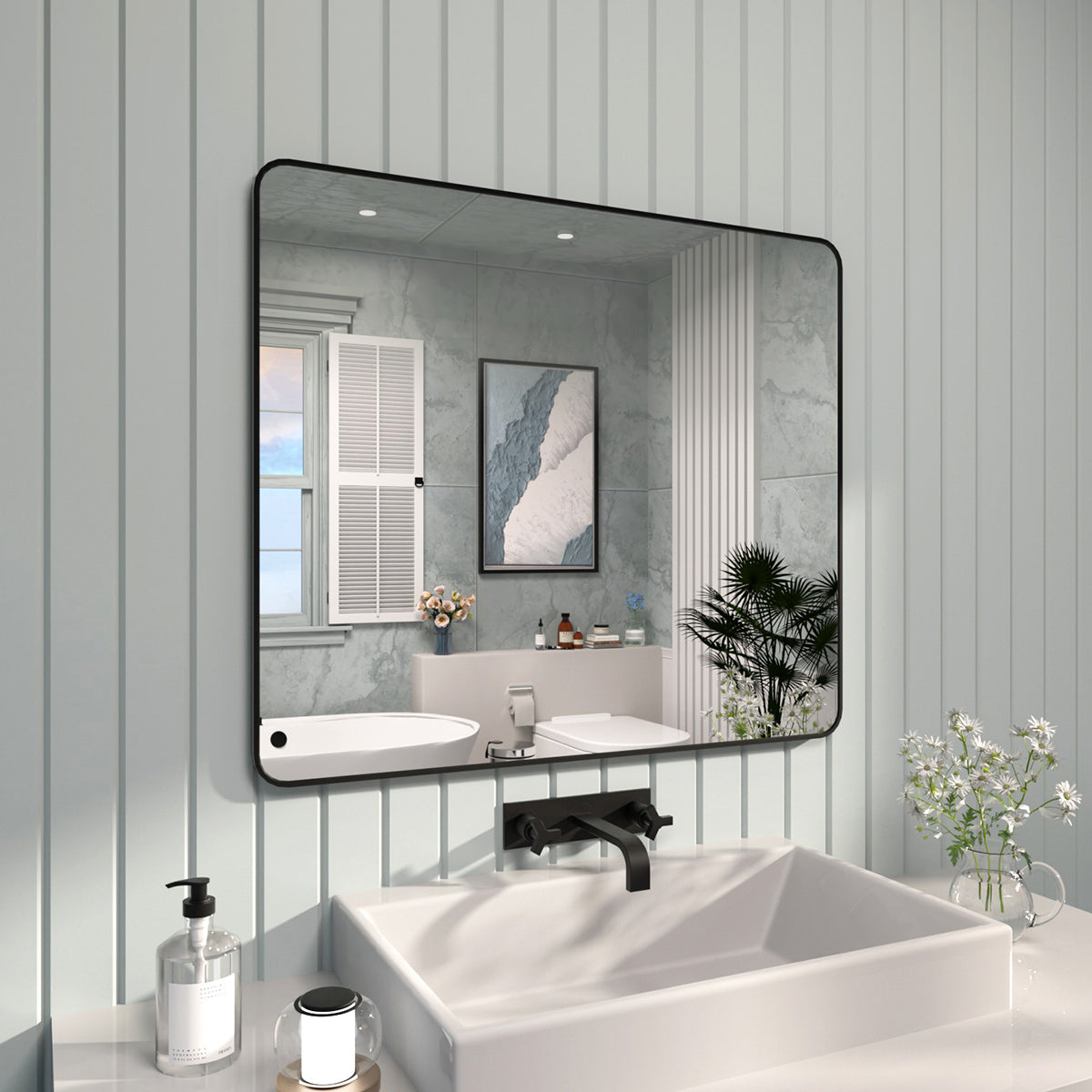 FMNP Taimei 42 in. W x 36 in. H Rectangular Framed Wall Bathroom Vanit