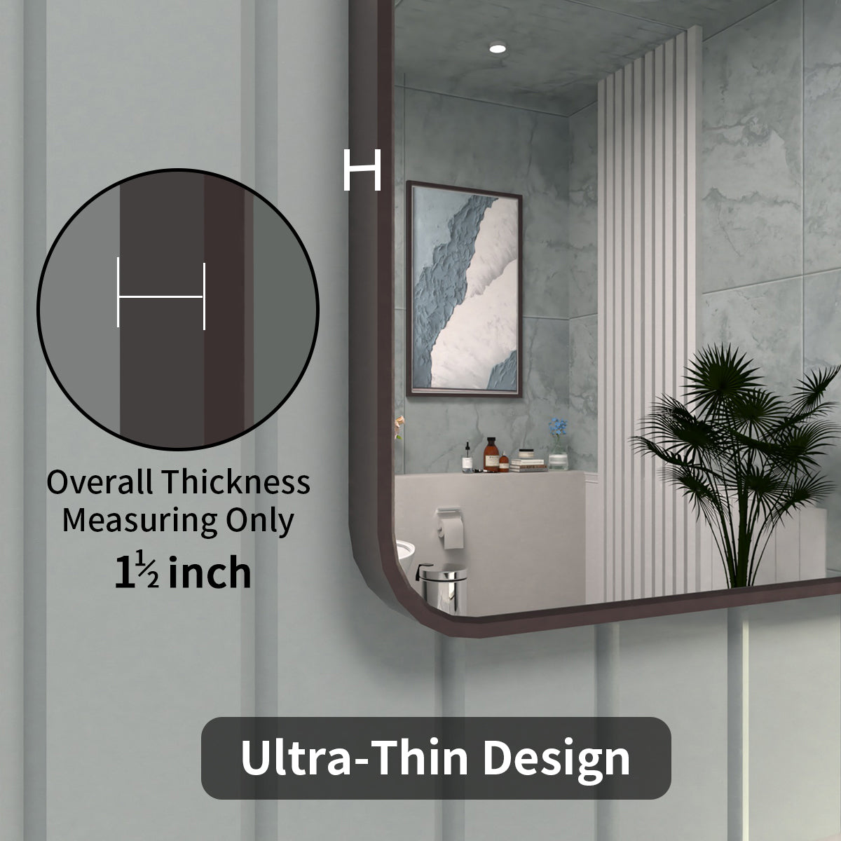 FMNP Taimei 42 in. W x 36 in. H Rectangular Framed Wall Bathroom Vanity Mirror
