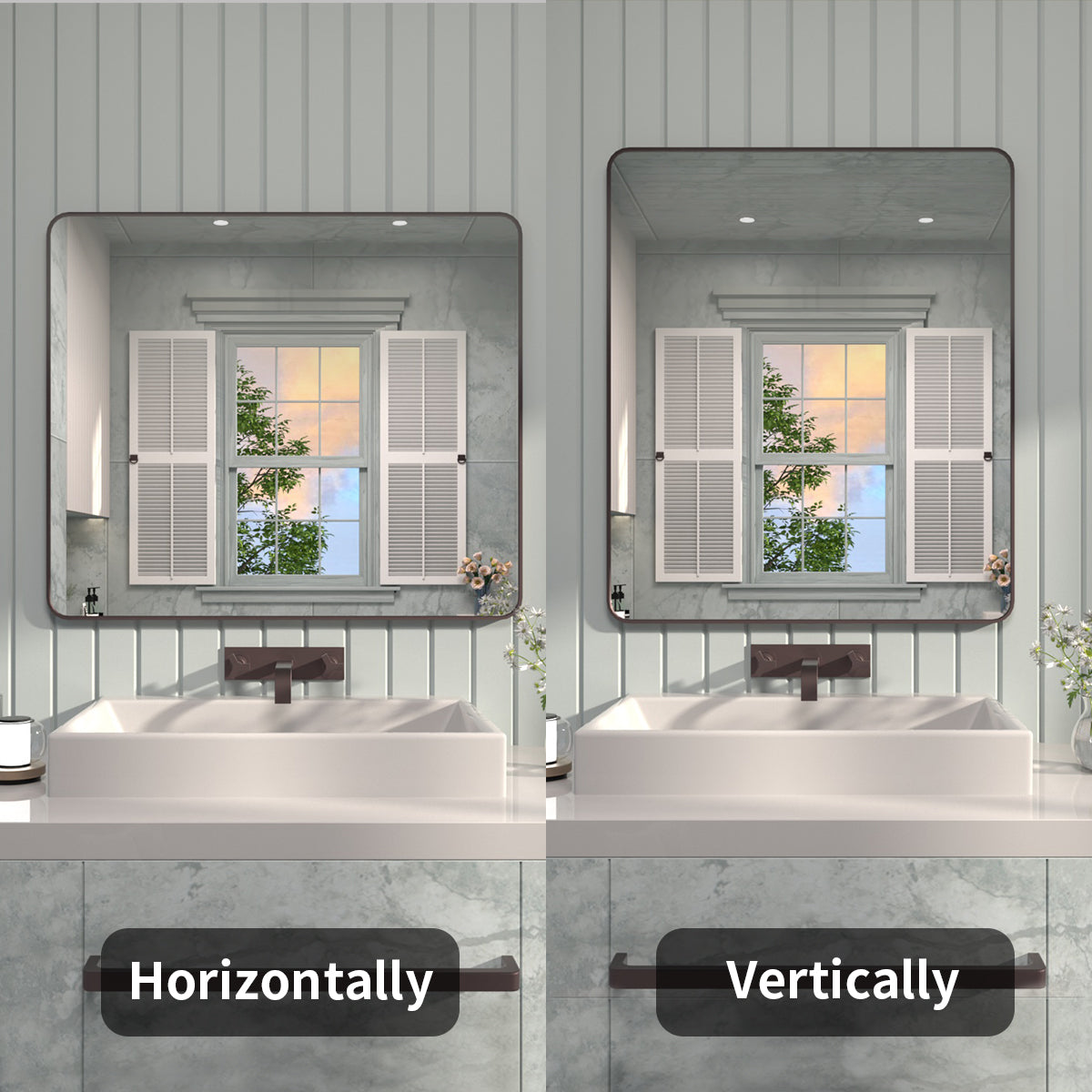 FMNP Taimei 42 in. W x 36 in. H Rectangular Framed Wall Bathroom Vanity Mirror
