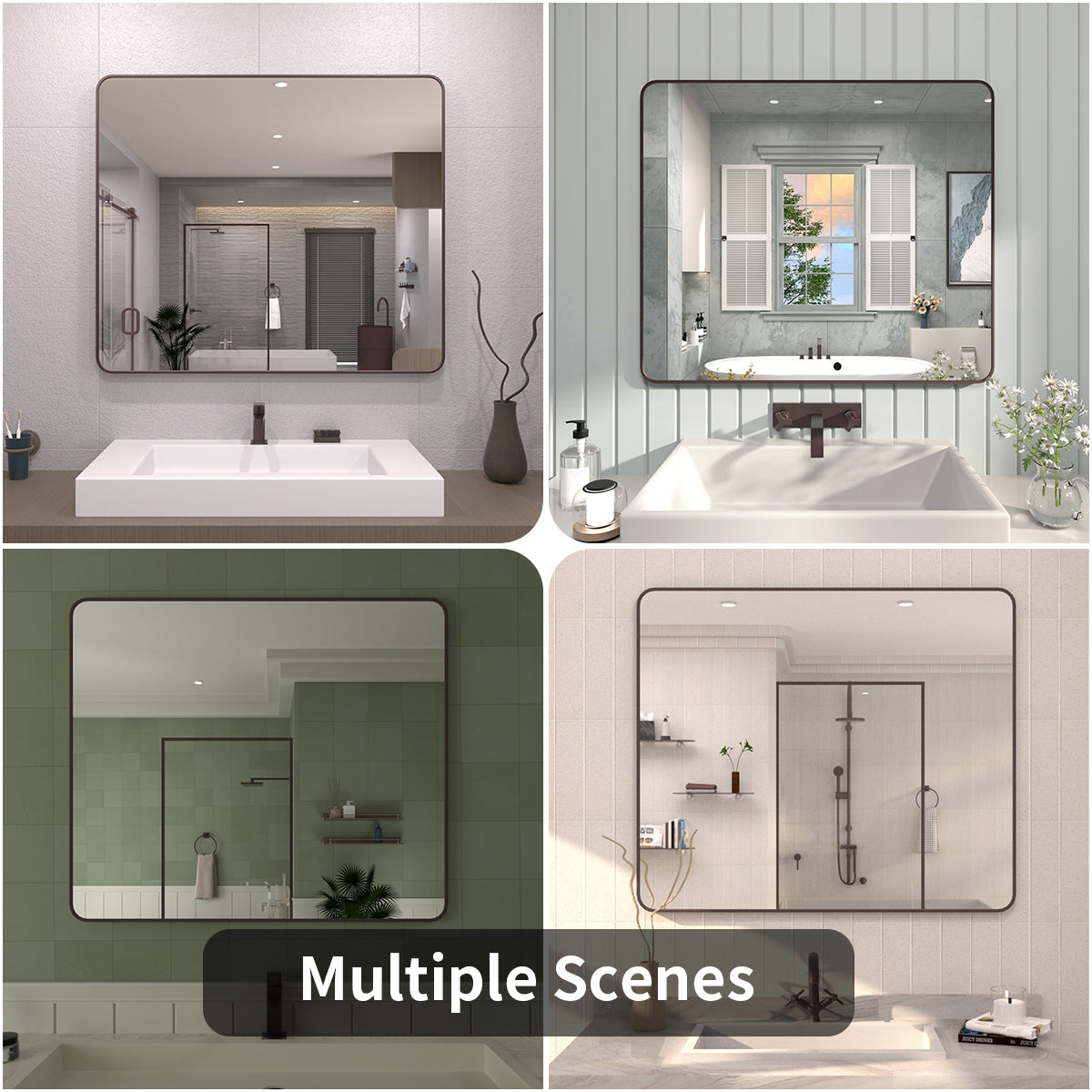 FMNP Taimei 42 in. W x 36 in. H Rectangular Framed Wall Bathroom Vanity Mirror