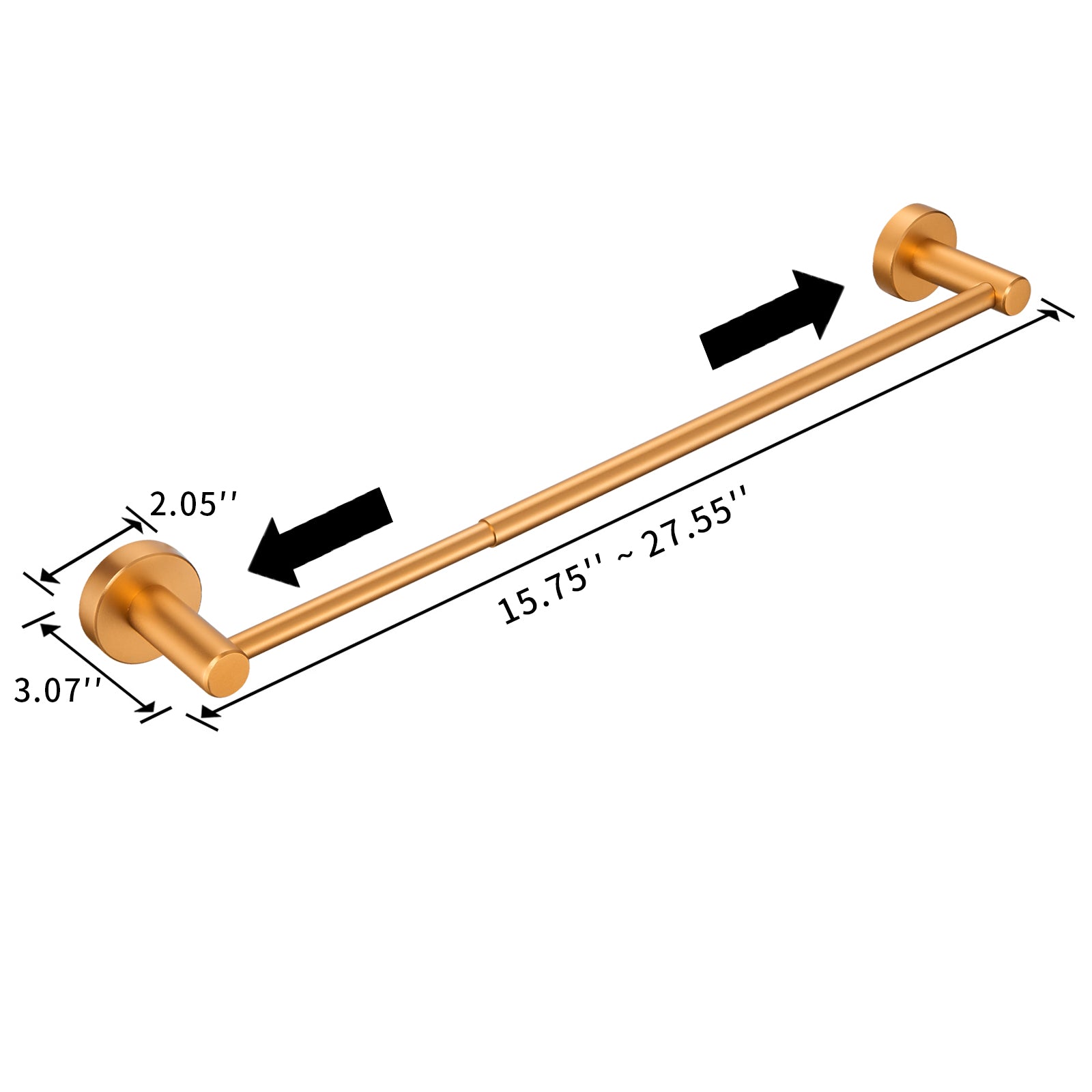 3 -Piece Bath Hardware Set with Adjustable 16-27 in. Towel Bar/Rack, Toilet Paper Holder, Towel Ring