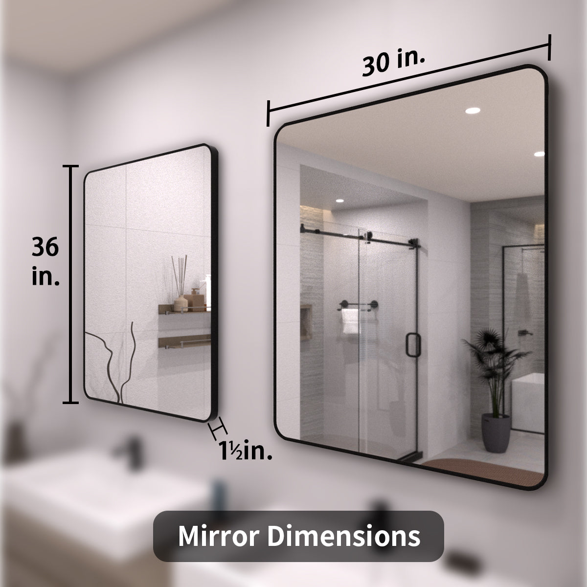 TaiMei 30 in. W x 36 in. H Vertical / Horizontal Rectangular Aluminum Framed Wall Mirror