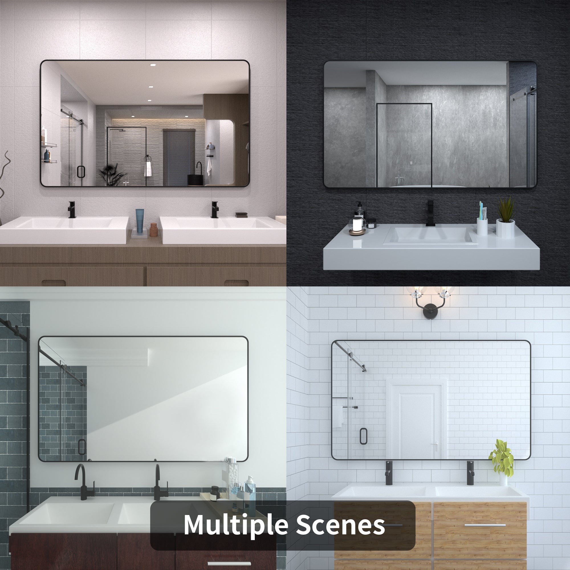 TaiMei 60 in. W x 36 in. H Vertical / Horizontal Rectangular Aluminum Framed Wall Mirror