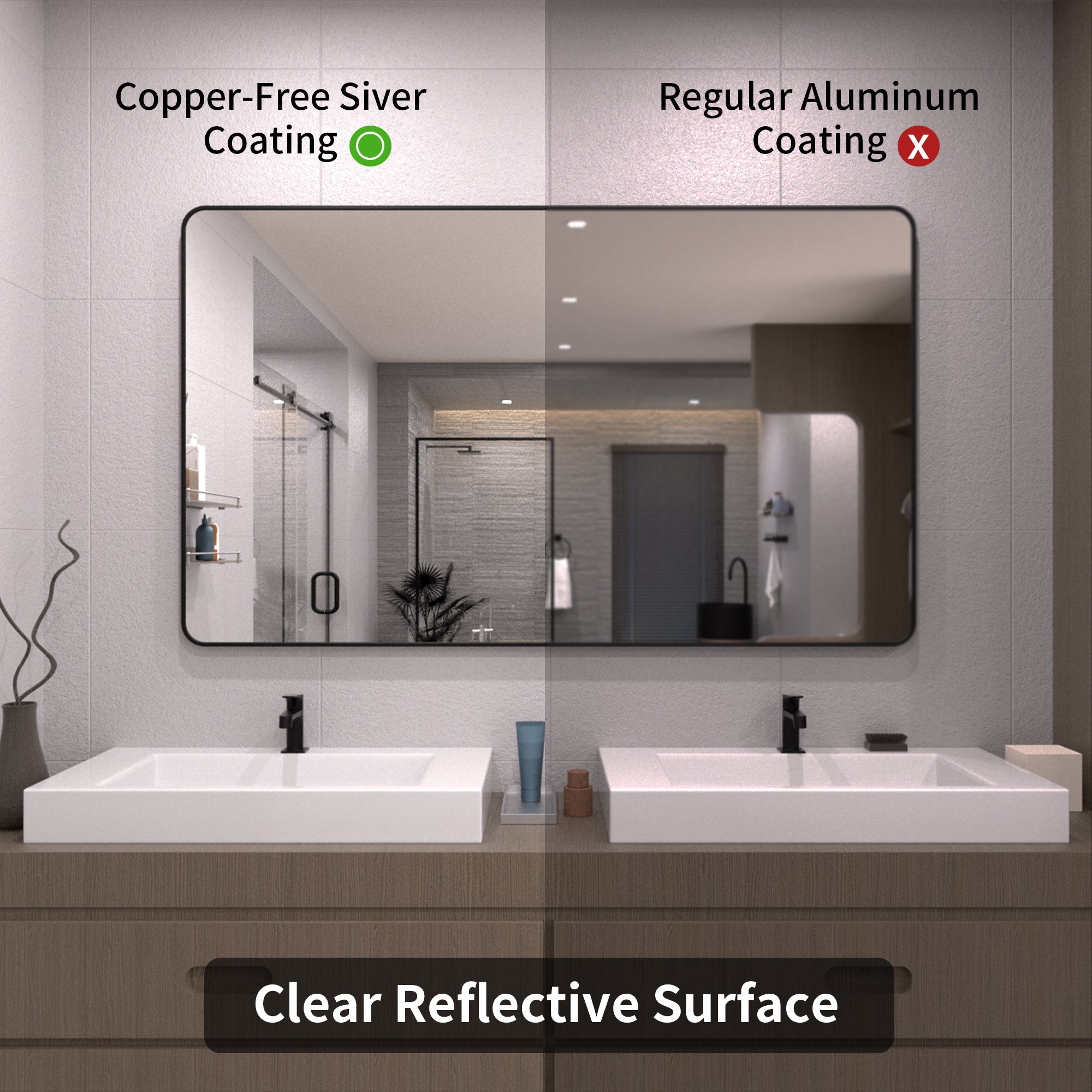 TaiMei 60 in. W x 36 in. H Vertical / Horizontal Rectangular Aluminum Framed Wall Mirror