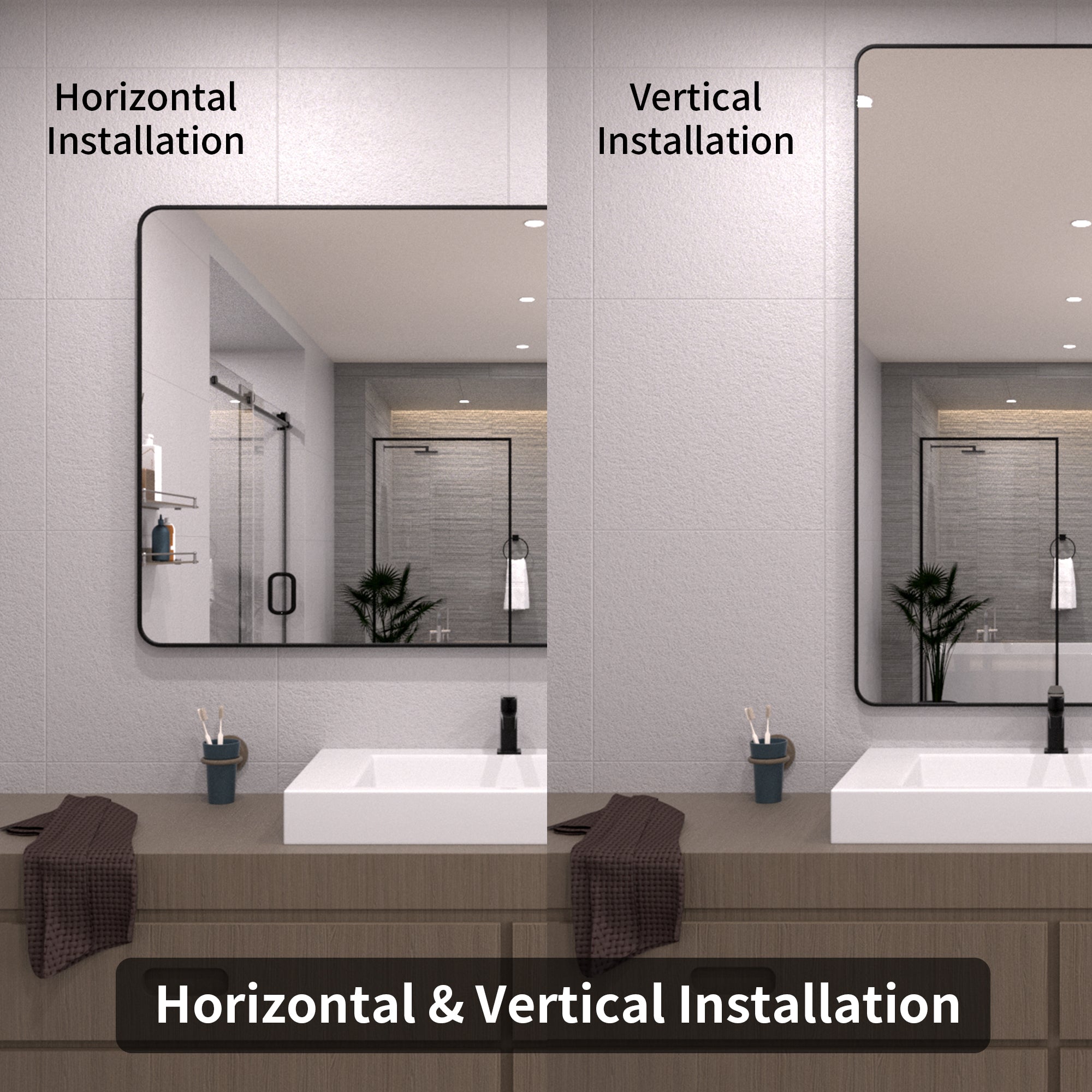 TaiMei 60 in. W x 36 in. H Vertical / Horizontal Rectangular Aluminum Framed Wall Mirror