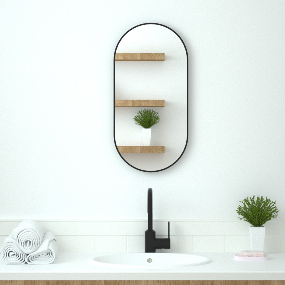 TaiMei 18 in. W x 36 in. H Vertical / Horizontal Oval Framed Wall Bathroom Mirror