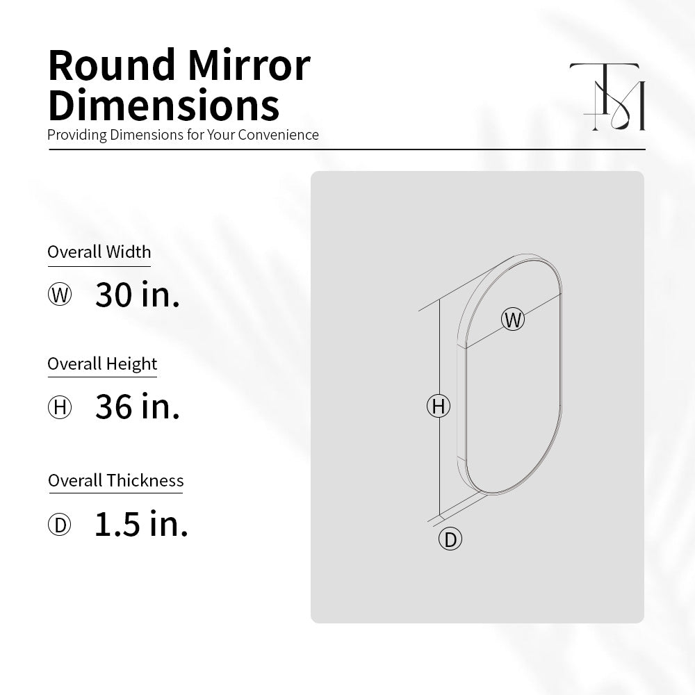 TaiMei 18 in. W x 36 in. H Vertical / Horizontal Oval Framed Wall Bathroom Mirror