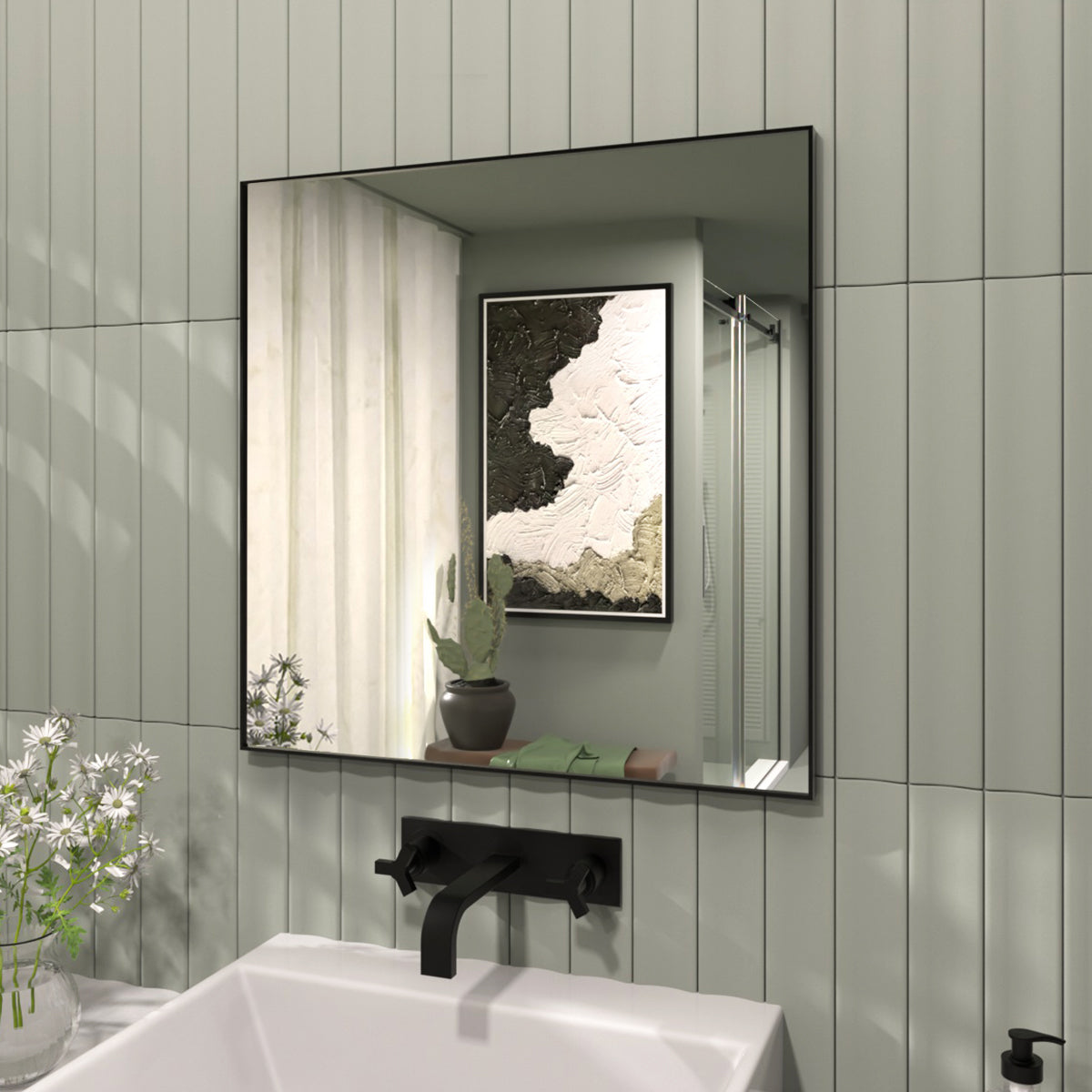 Taimei 30 in. W x 30 in. H  Rectangular Framed Wall Bathroom Vanity Mirror