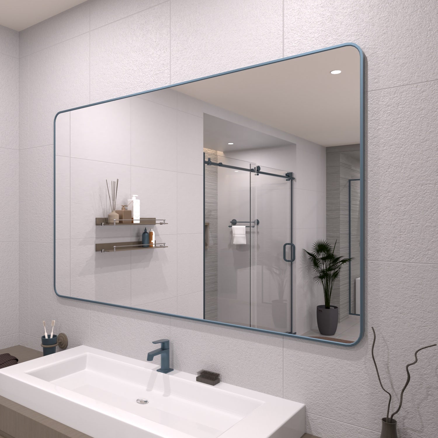 TaiMei 60 in. W x 36 in. H Vertical / Horizontal Rectangular Aluminum Framed Wall Mirror