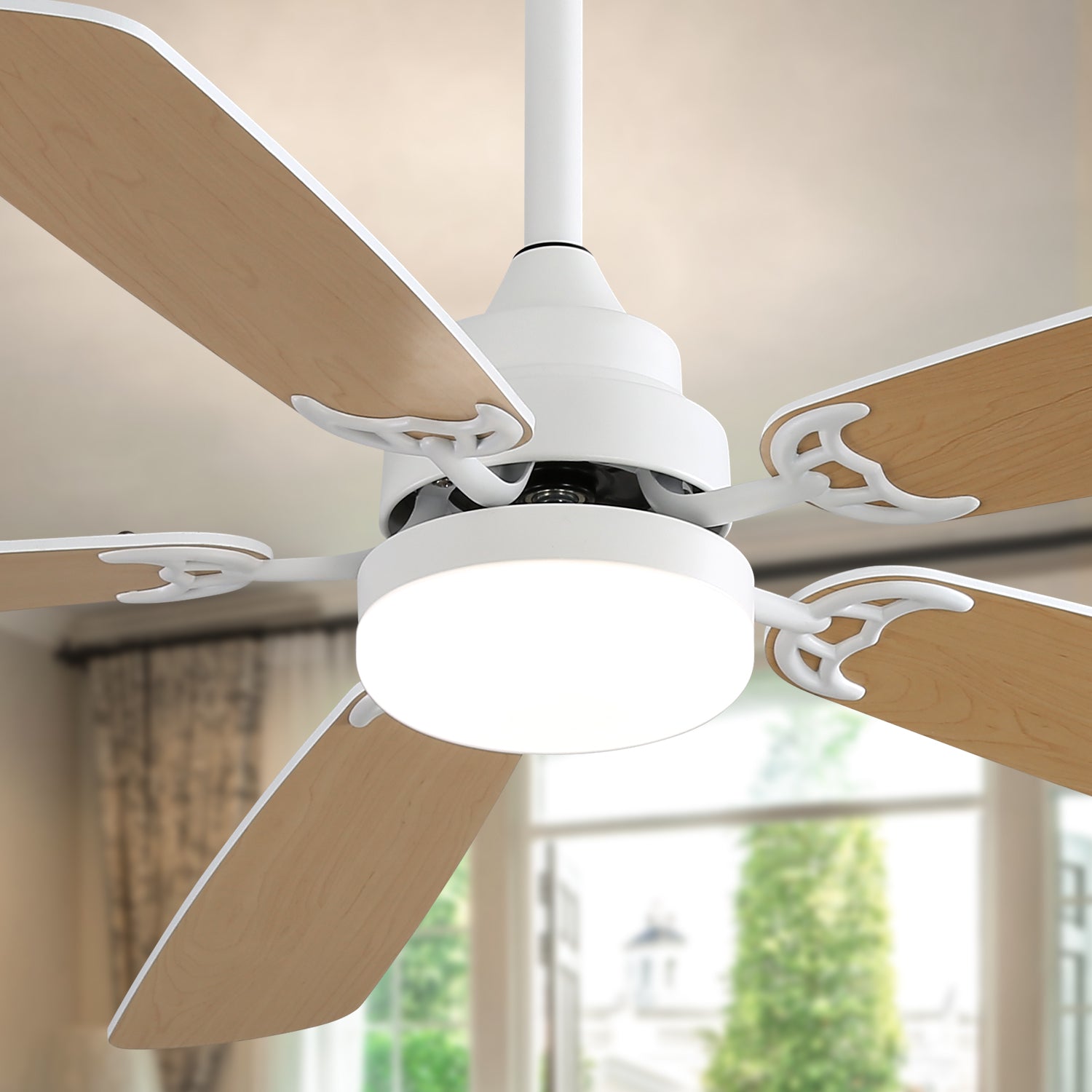 52 in. Indoor Reversible AC Motor Crystal Chandelier Ceiling Fan with Light and Remote Control